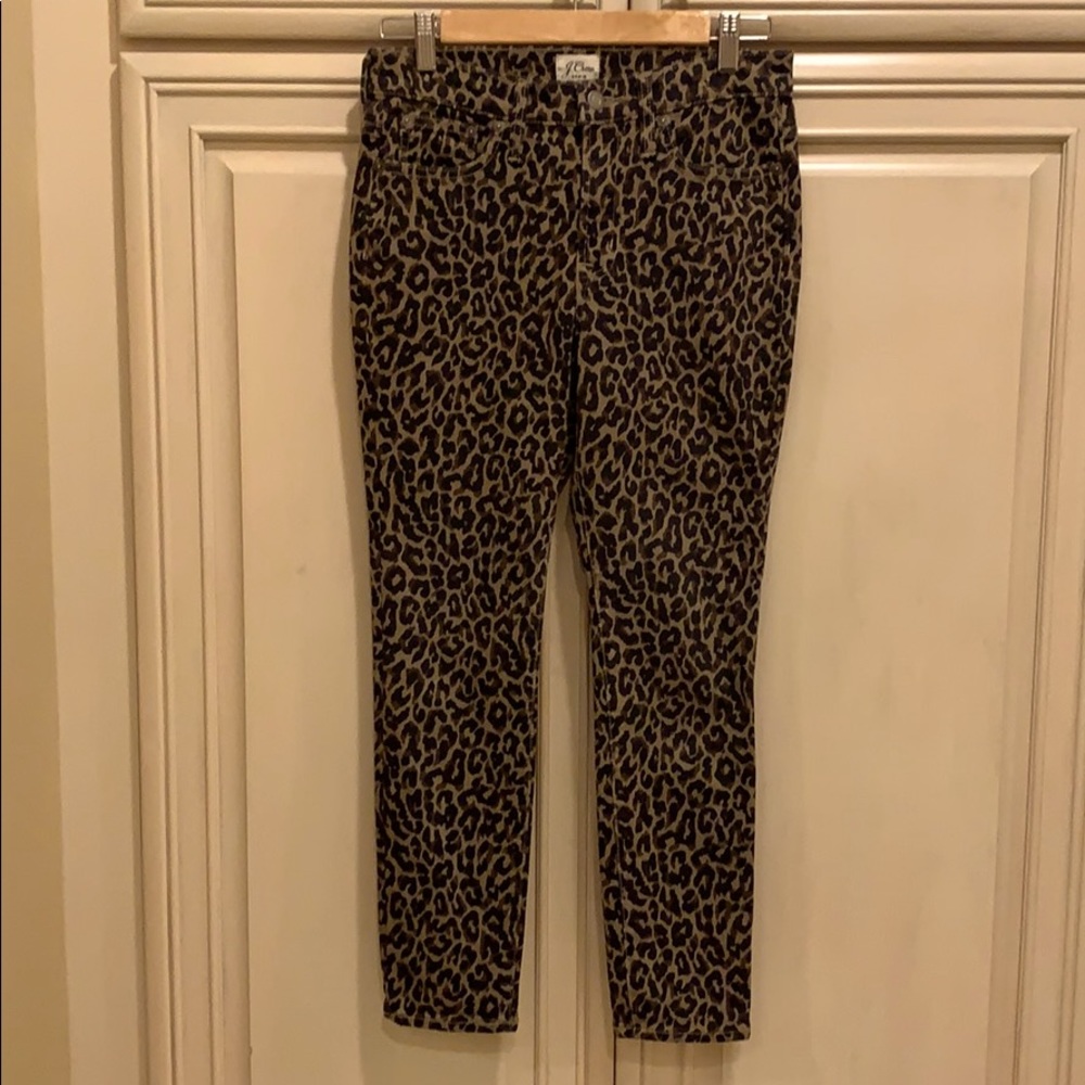J. Crew 10” High-Rise Toothpick leopard jeans